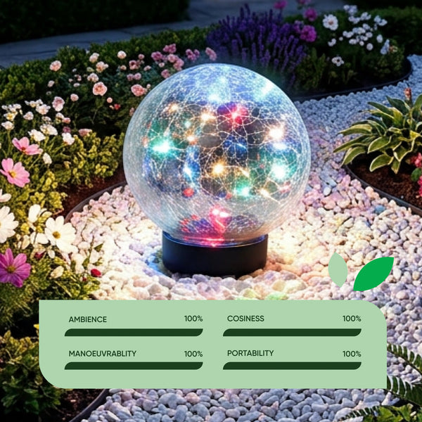 Solar Crackle Ball Light – Multi-Coloured 15cm LED Globe