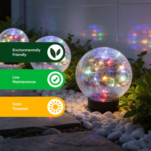 Solar Crackle Ball Light – Multi-Coloured 15cm LED Globe