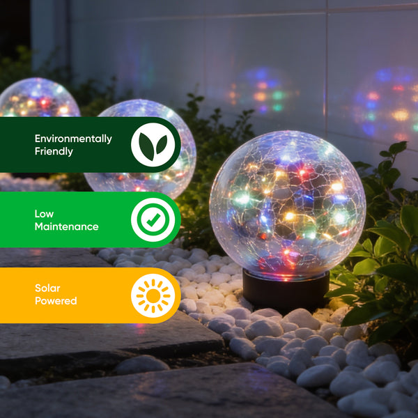 Solar Crackle Ball Light – Multi-Coloured 15cm LED Globe