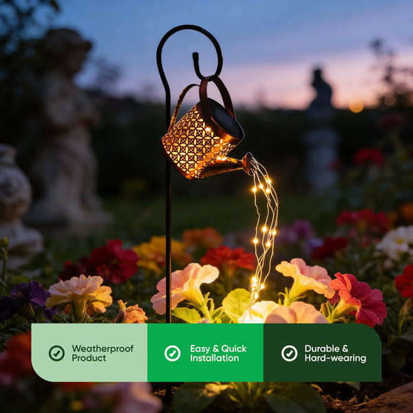 Solar Stake Light – Watering Can Cascade LED Garden Light