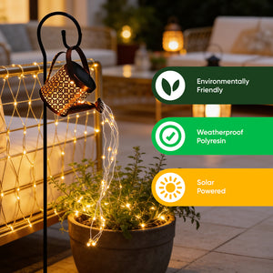 Solar Stake Light – Watering Can Cascade LED Garden Light