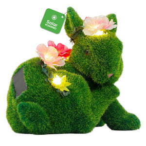 Solar Floral Topiary Rabbit Garden Ornament with Multiple Lights