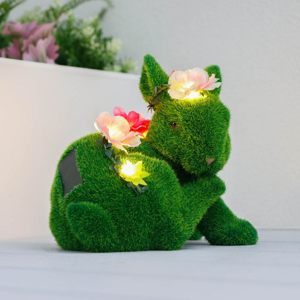 Solar Floral Topiary Rabbit Garden Ornament with Multiple Lights