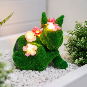 Solar Floral Topiary Rabbit Garden Ornament with Multiple Lights