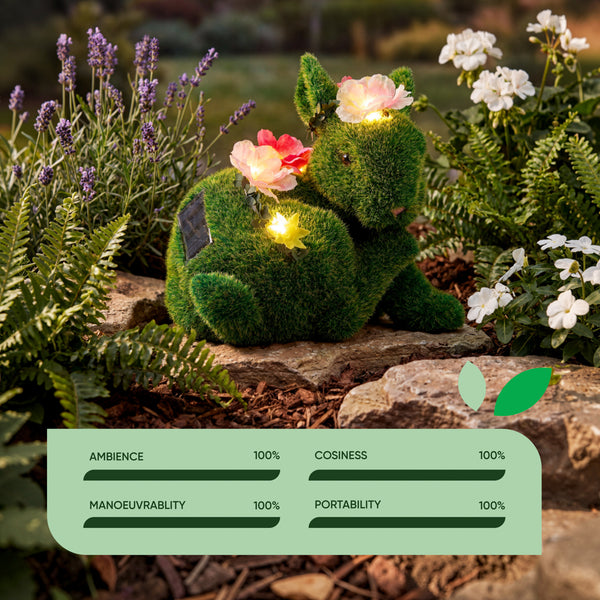 Solar Floral Topiary Rabbit Garden Ornament with Multiple Lights