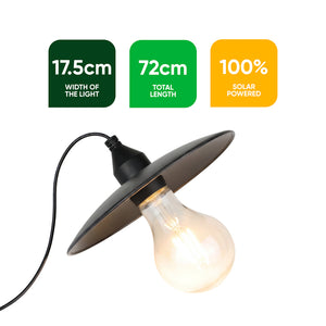 Timeless Hanging Solar Lamp – Vintage Style Outdoor Lantern with Warm White LED Filament