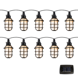 10 LED Timeless Caged Lantern Solar String Lights Vintage Hanging Lights
