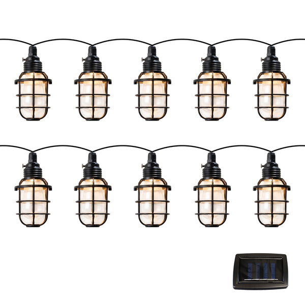 10 LED Timeless Caged Lantern Solar String Lights Vintage Hanging Lights