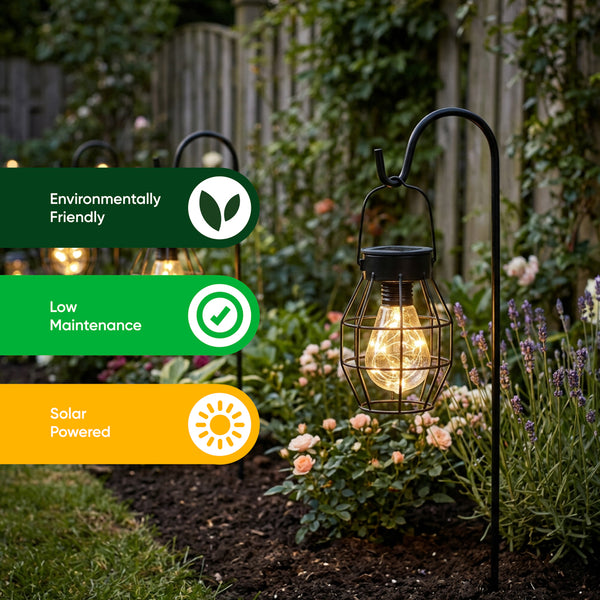 Pack of 4 Timeless Caged Mini Solar Lanterns Vintage Hanging LED Lights