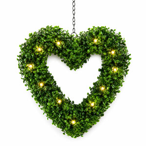 Solar Hanging Ornament – Topiary Heart Light with 30 LED Warm White Lights