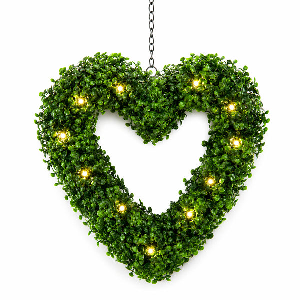 Solar Hanging Ornament – Topiary Heart Light with 30 LED Warm White Lights