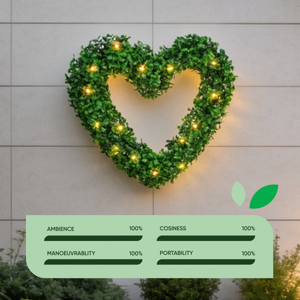 Solar Hanging Ornament – Topiary Heart Light with 30 LED Warm White Lights