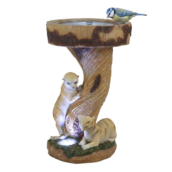 Solar Bird Bath – Meerkat Garden Ornament with LED Light