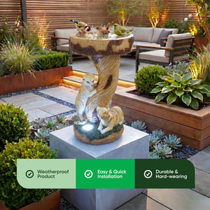 Solar Bird Bath – Meerkat Garden Ornament with LED Light