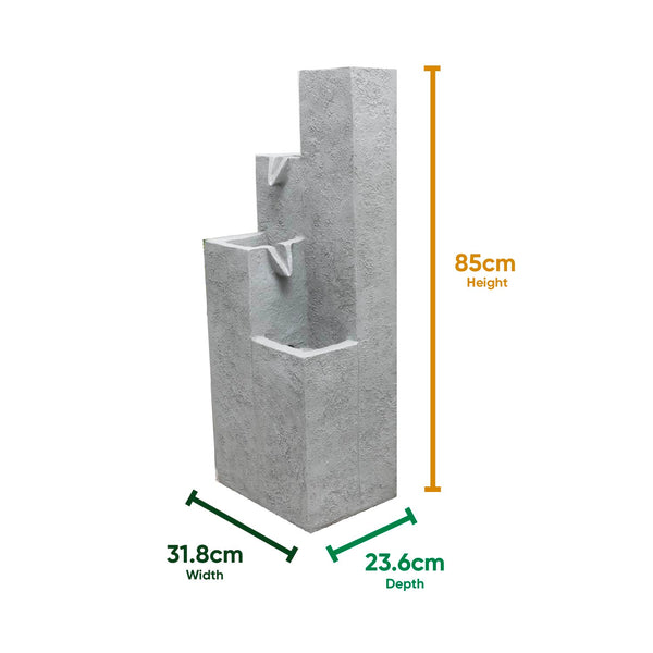 Solar Powered Cubic Falls Water Feature with Battery Backup