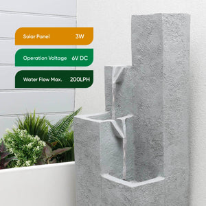 Solar Powered Cubic Falls Water Feature with Battery Backup