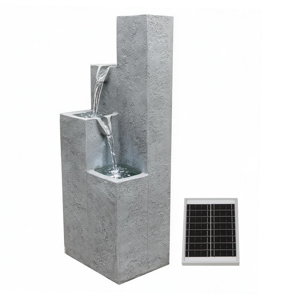 Solar Powered Cubic Falls Water Feature with Battery Backup & LED Lights