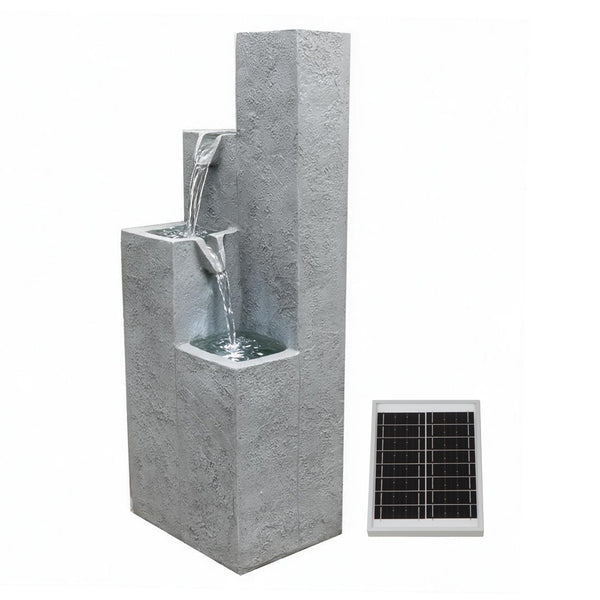 Solar Powered Cubic Falls Water Feature with Battery Backup & LED Lights