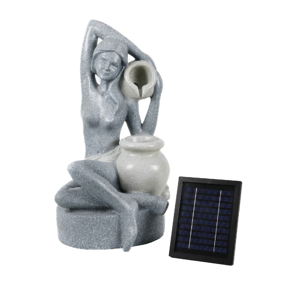 Solar Powered Bathing Lady Water Feature with Battery Backup