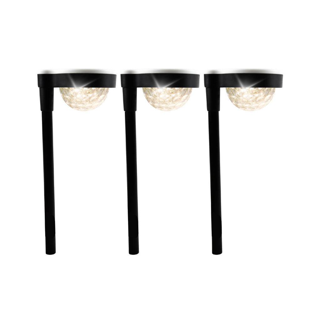 Pack of 3 Solar LED Garden Stake Lights – Crystal Globe Design