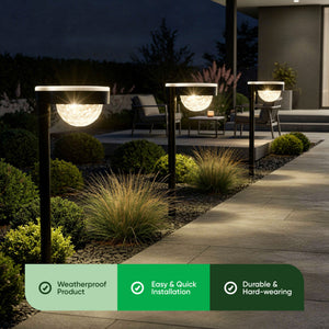 Pack of 3 Solar LED Garden Stake Lights – Crystal Globe Design