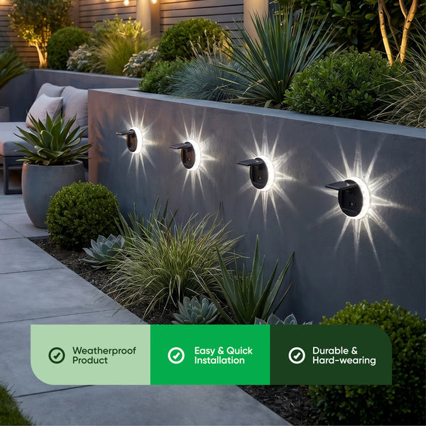 Solar Fence Lights – Star LED Wall Lights Pack of 4