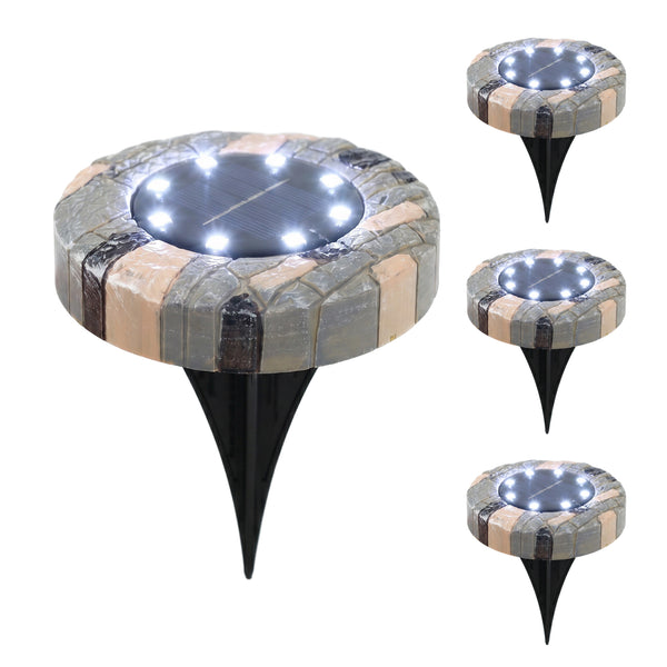 Pack of 4 Stone Effect Solar LED Deck & Ground Lights