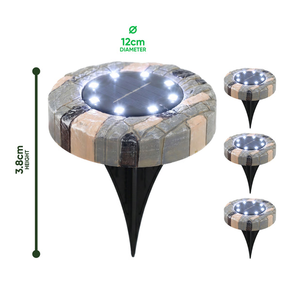 Pack of 4 Stone Effect Solar LED Deck & Ground Lights