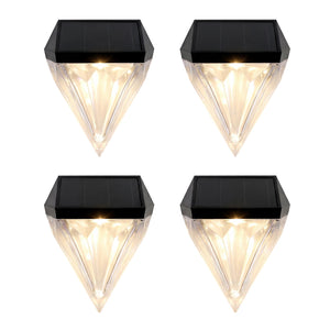Pack of 4 Solar Fence Lights – Diamond LED Wall Lights