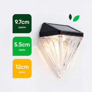 Pack of 4 Solar Fence Lights – Diamond LED Wall Lights