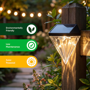 Pack of 4 Solar Fence Lights – Diamond LED Wall Lights