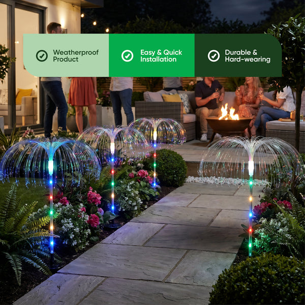 Pack of 4 Solar Jellyfish Stake Lights – Colour Changing LED Garden Lights