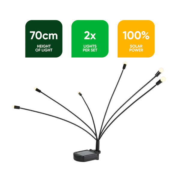 Pack of 2 Solar Firefly Stake Lights – Warm White LED Garden Lights