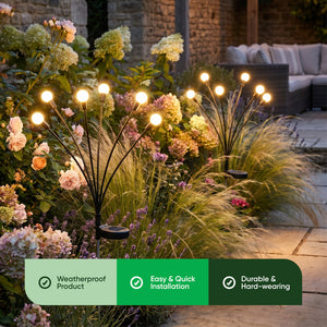 Pack of 2 Solar Firefly Stake Lights – Warm White LED Garden Lights