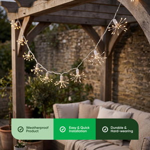 10-Piece Solar String Lights – 2m Solar Starburst LED Lights