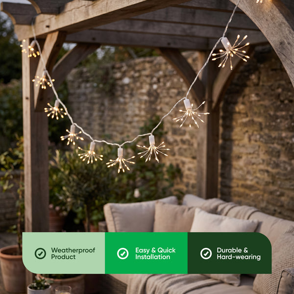 10-Piece Solar String Lights – 2m Solar Starburst LED Lights