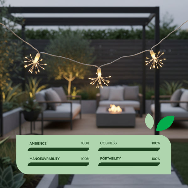 10-Piece Solar String Lights – 2m Solar Starburst LED Lights