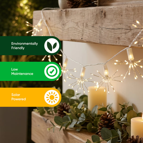 10-Piece Solar String Lights – 2m Solar Starburst LED Lights