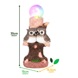 Solar Owl Multi-Colour Ball Light – Colour Changing LED Crackle Globe Garden Ornament