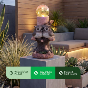 Solar Owl Multi-Colour Ball Light – Colour Changing LED Crackle Globe Garden Ornament