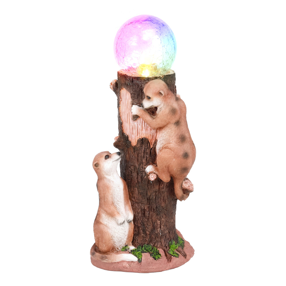 Solar Meerkat Colour Changing Ball Light – LED Crackle Globe Garden Ornament