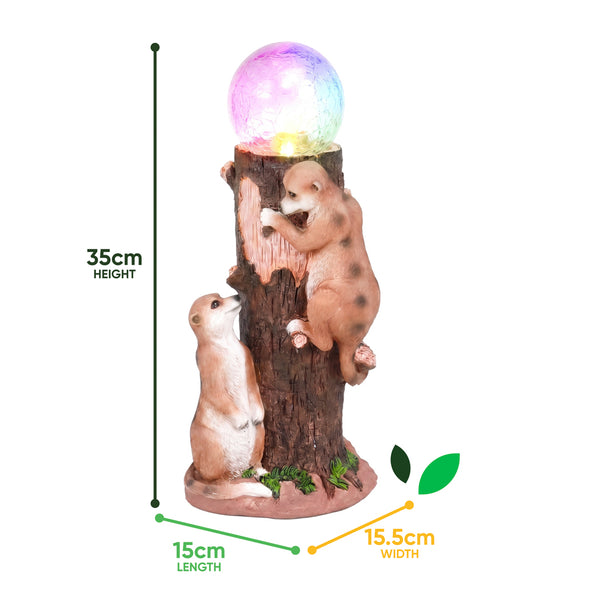 Solar Meerkat Colour Changing Ball Light – LED Crackle Globe Garden Ornament