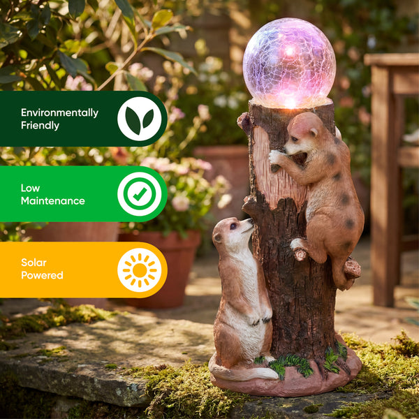 Solar Meerkat Colour Changing Ball Light – LED Crackle Globe Garden Ornament