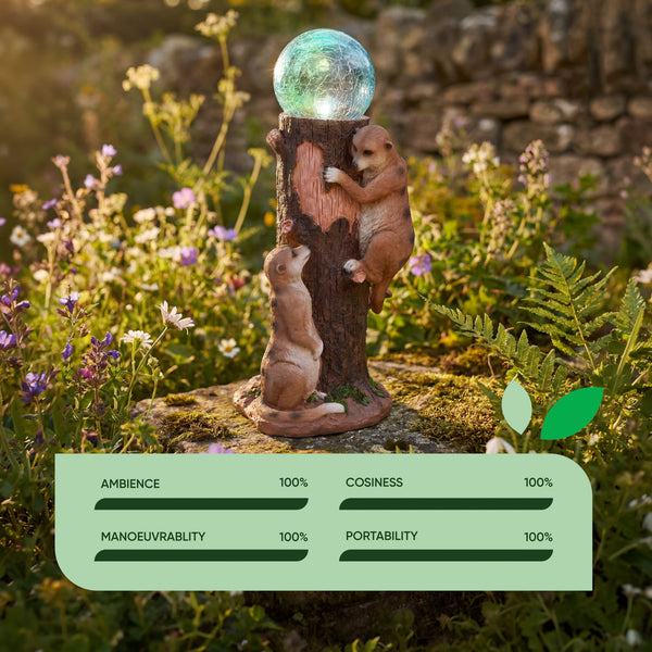 Solar Meerkat Colour Changing Ball Light – LED Crackle Globe Garden Ornament