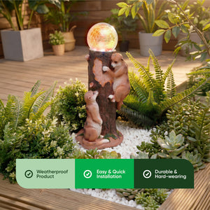Solar Meerkat Colour Changing Ball Light – LED Crackle Globe Garden Ornament