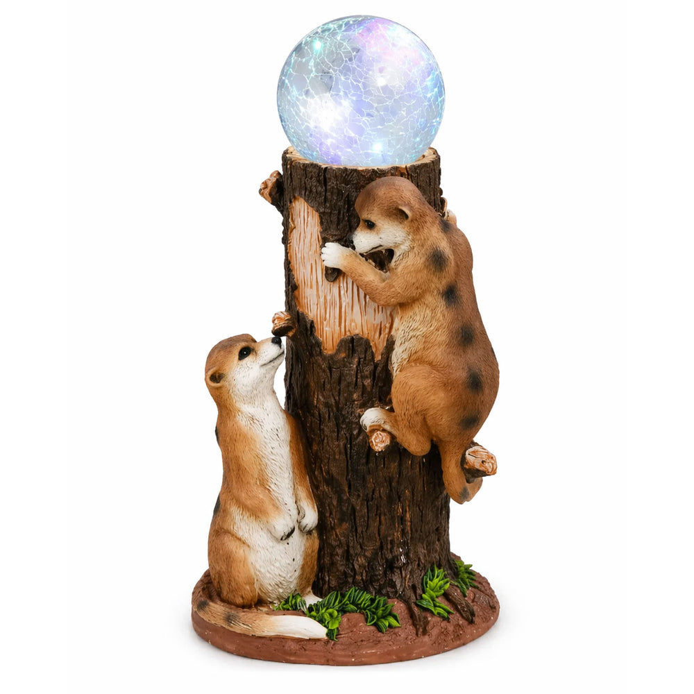 Solar Meerkat Colour Changing Ball Light – LED Crackle Globe Garden Ornament