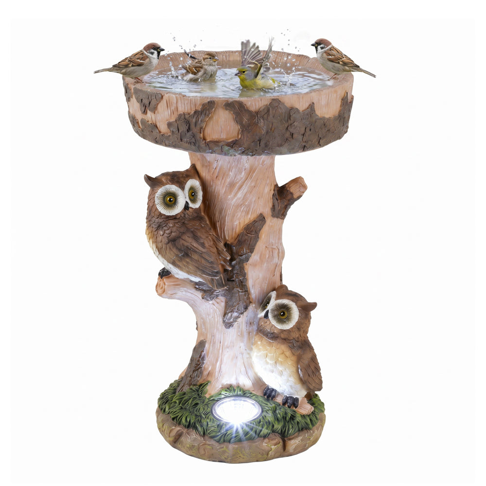 Solar Bird Bath – Owl Garden Ornament with LED Light