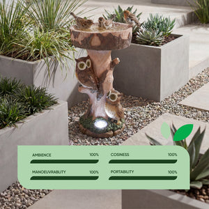 Solar Bird Bath – Owl Garden Ornament with LED Light