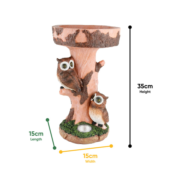 Solar Bird Bath – Owl Garden Ornament with LED Light