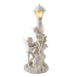 Solar Garden Ornament – Fairies Under Lamp Post with LED Light
